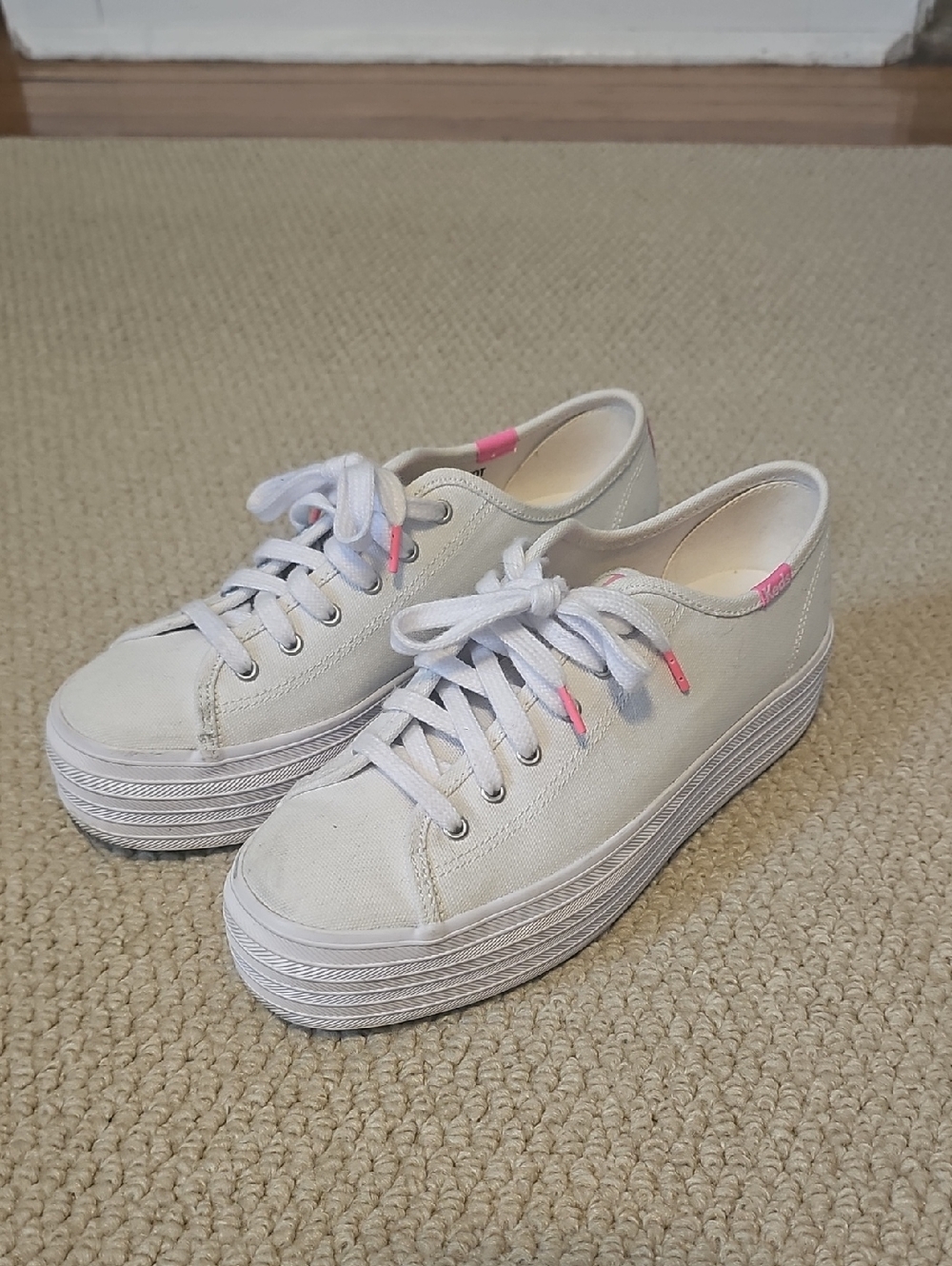 Keds Platform Sneakers with Pink Accents